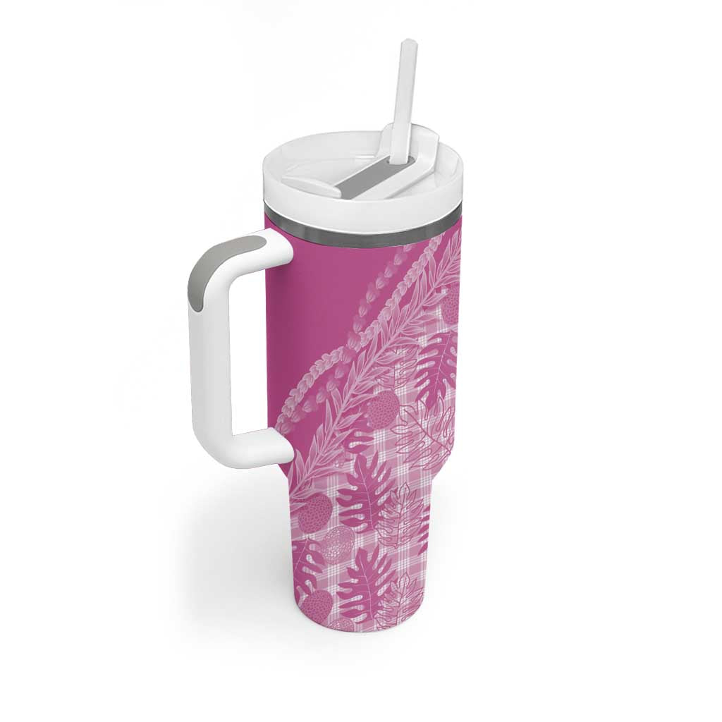 Hawaii Breadfruit Palaka Tumbler With Handle Omaomao Ulaula Maile Lei - Polynesian Pride
