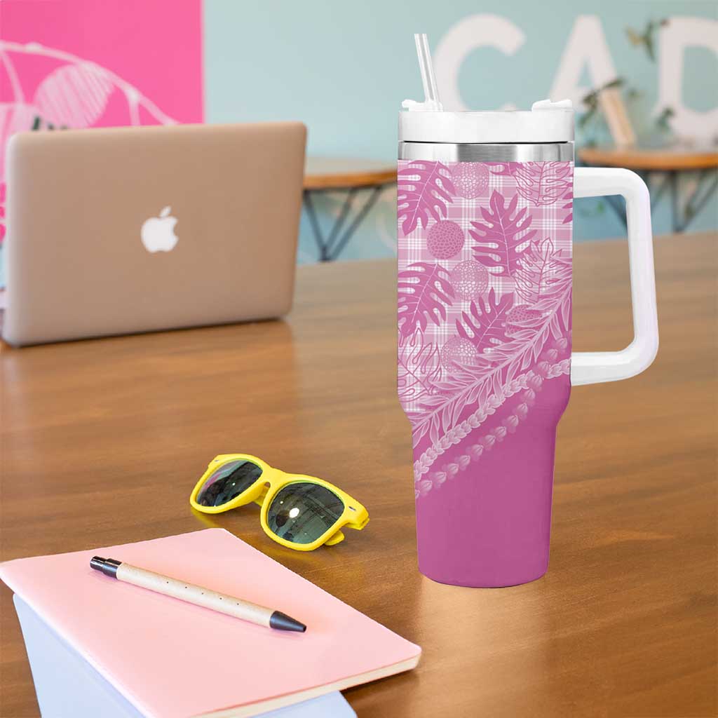 Hawaii Breadfruit Palaka Tumbler With Handle Omaomao Ulaula Maile Lei - Polynesian Pride