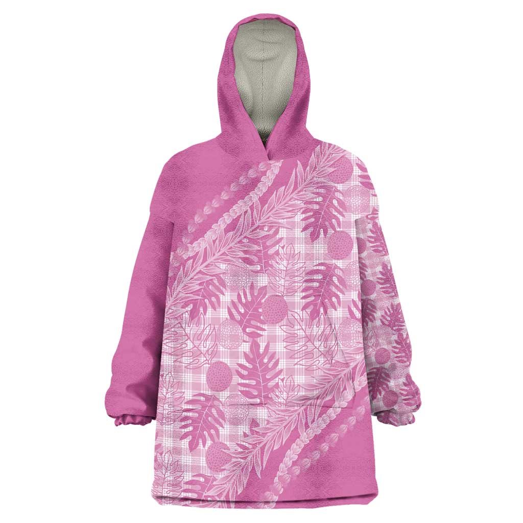 Hawaii Breadfruit Palaka Wearable Blanket Hoodie Omaomao Ulaula Maile Lei - Polynesian Pride