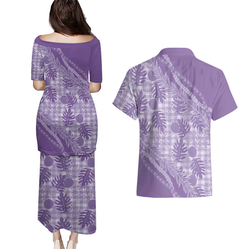 Hawaii Breadfruit Palaka Couples Matching Puletasi and Hawaiian Shirt Poni Maile Lei LT9 - Polynesian Pride
