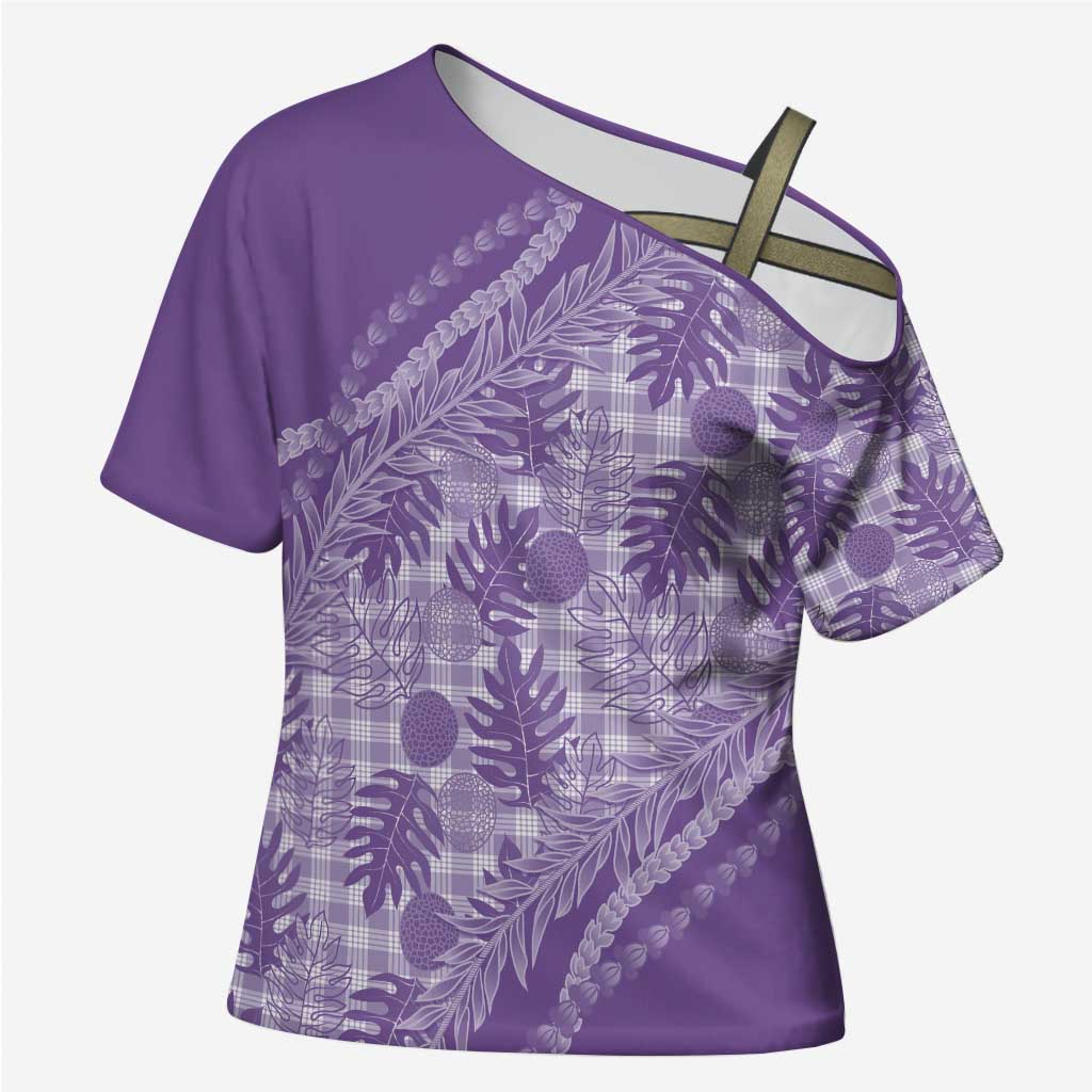 Hawaii Breadfruit Palaka Cross Shoulder Shirt Poni Maile Lei - Polynesian Pride