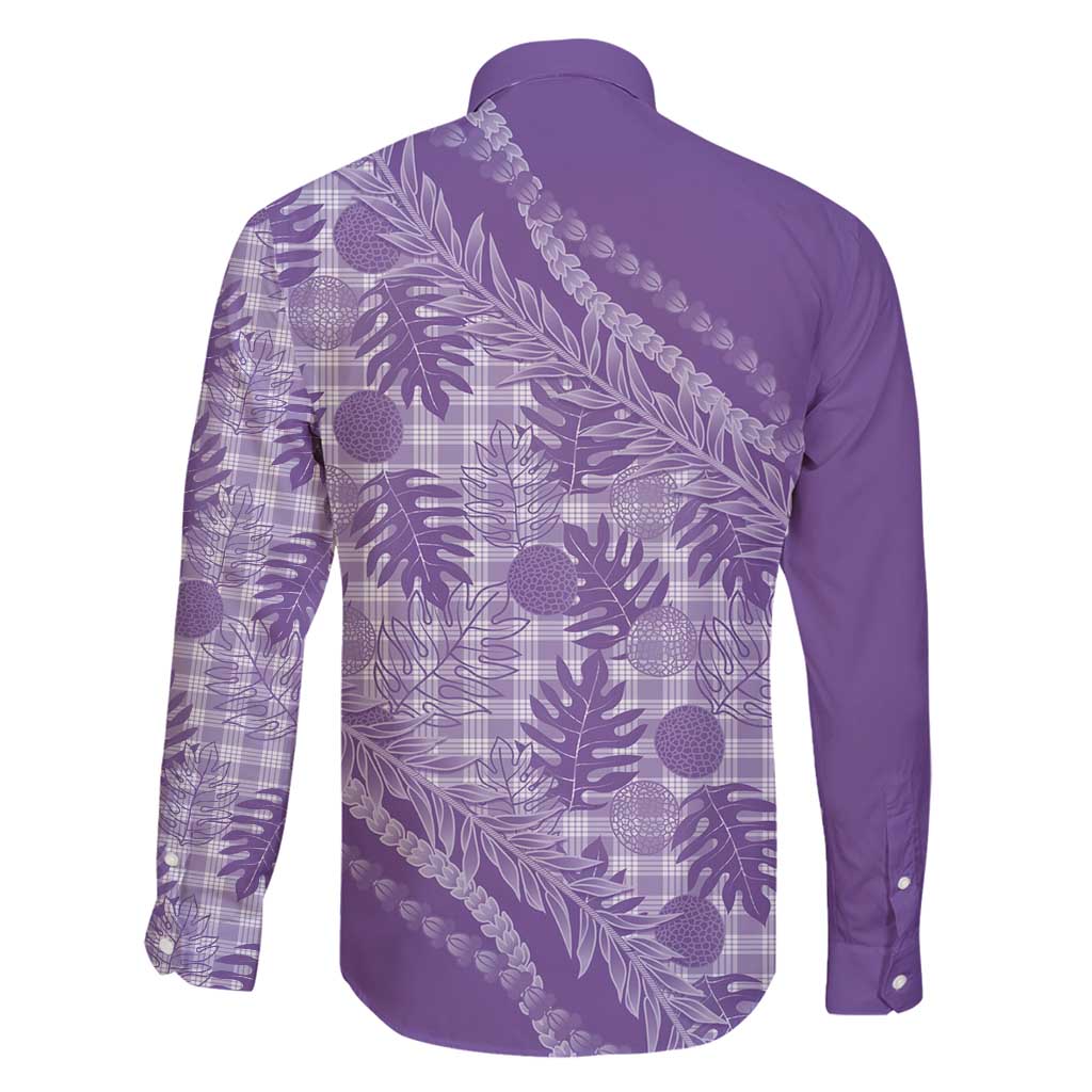 Hawaii Breadfruit Palaka Family Matching Long Sleeve Bodycon Dress and Hawaiian Shirt Poni Maile Lei - Polynesian Pride