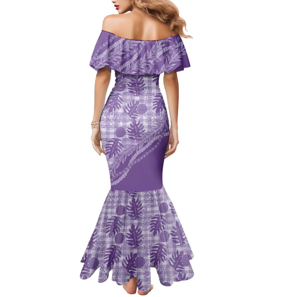 Hawaii Breadfruit Palaka Family Matching Mermaid Dress and Hawaiian Shirt Poni Maile Lei - Polynesian Pride