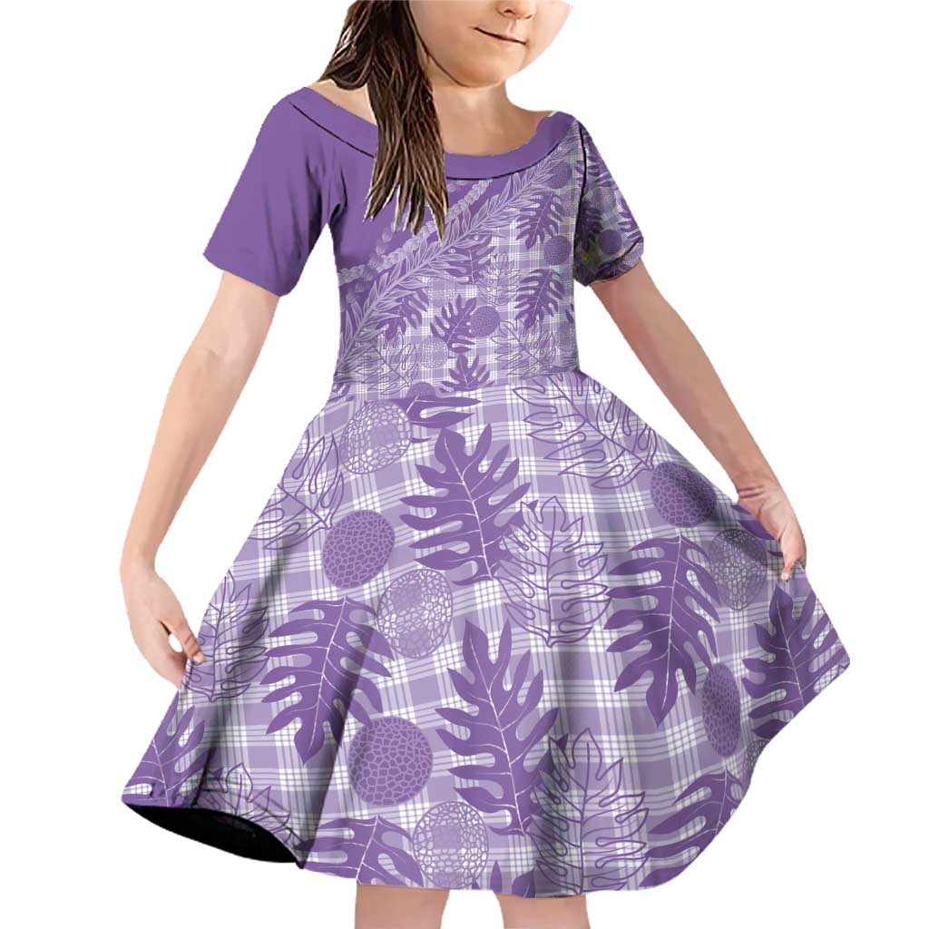 Hawaii Breadfruit Palaka Family Matching Off Shoulder Short Dress and Hawaiian Shirt Poni Maile Lei - Polynesian Pride