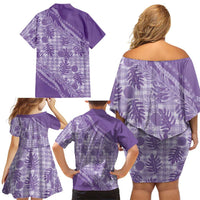 Hawaii Breadfruit Palaka Family Matching Off Shoulder Short Dress and Hawaiian Shirt Poni Maile Lei - Polynesian Pride