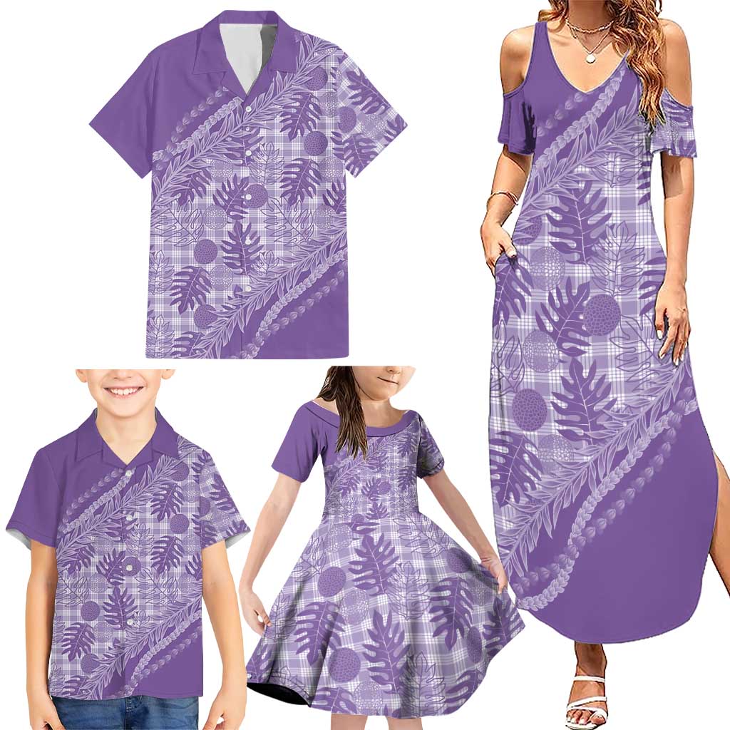 Hawaii Breadfruit Palaka Family Matching Summer Maxi Dress and Hawaiian Shirt Poni Maile Lei LT9 - Polynesian Pride