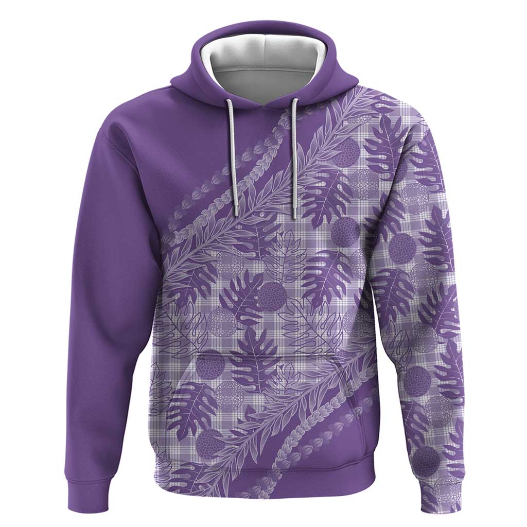 Hawaii Breadfruit Palaka Hoodie Poni Maile Lei LT9 Pullover Hoodie Purple - Polynesian Pride
