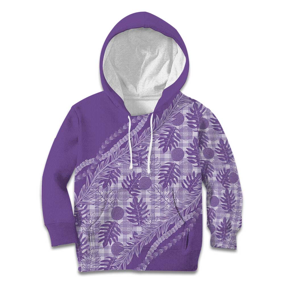 Hawaii Breadfruit Palaka Kid Hoodie Poni Maile Lei LT9 Hoodie Purple - Polynesian Pride