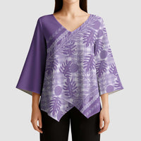 Hawaii Breadfruit Palaka Kimono Sleeve Blouse Poni Maile Lei - Polynesian Pride