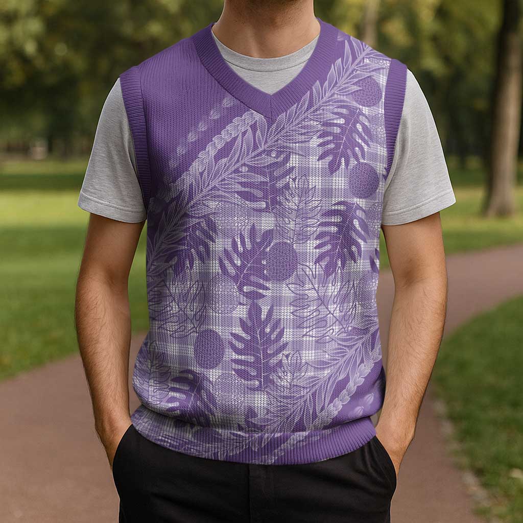 Hawaii Breadfruit Palaka Christmas Knitted V-Neck Vest Poni Maile Lei - Polynesian Pride