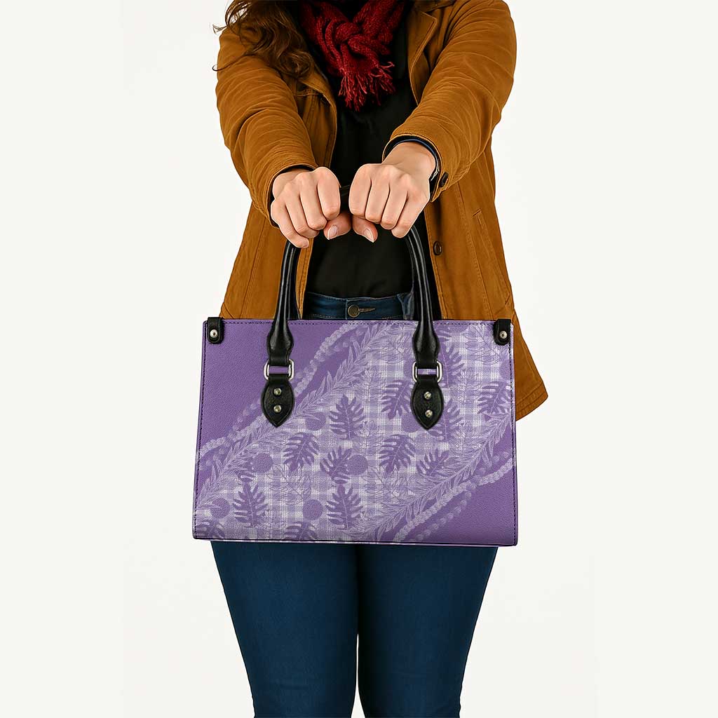 Hawaii Breadfruit Palaka Leather Bag Poni Maile Lei - Polynesian Pride