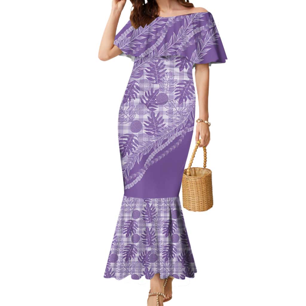 Hawaii Breadfruit Palaka Mermaid Dress Poni Maile Lei - Polynesian Pride
