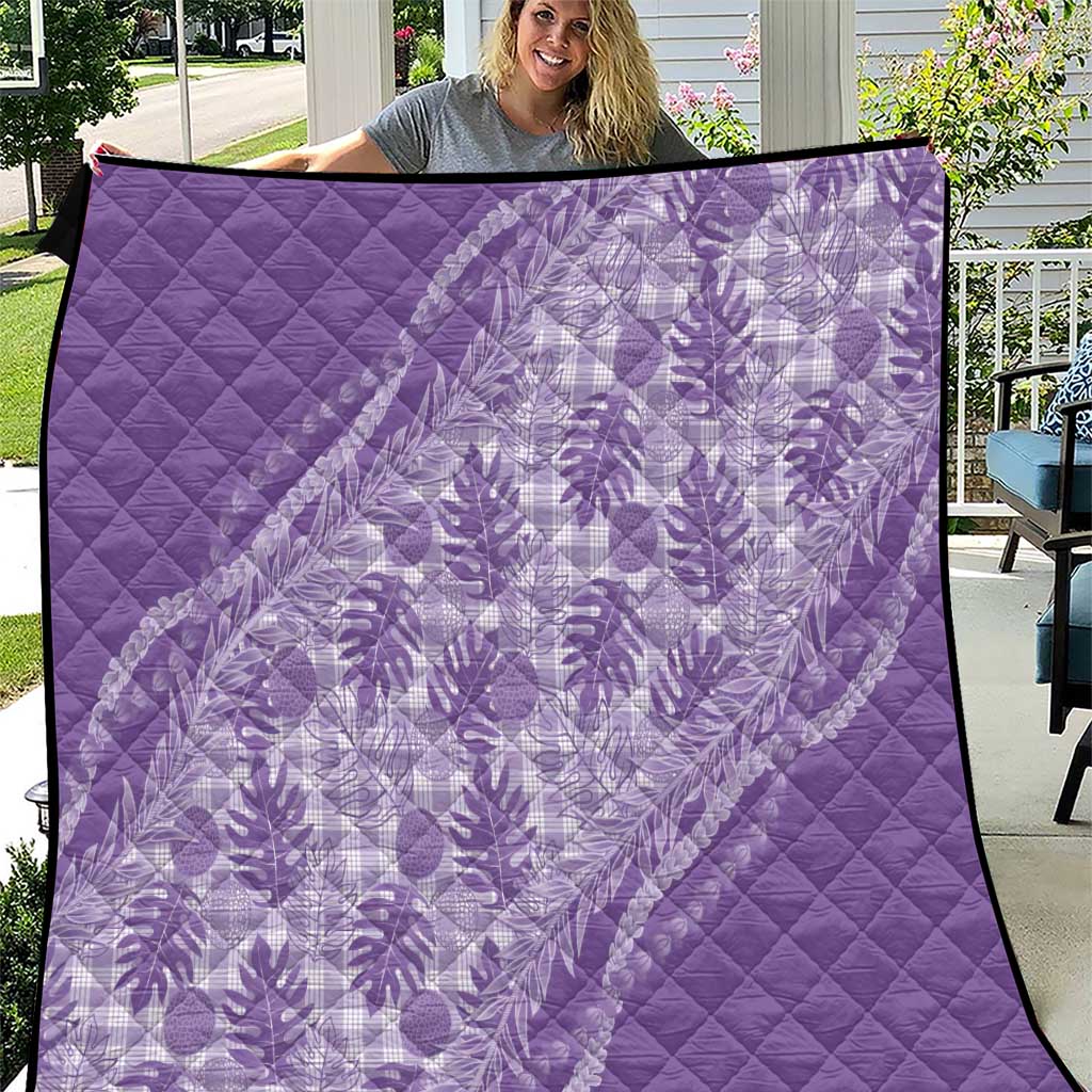 Hawaii Breadfruit Palaka Quilt Poni Maile Lei LT9 Purple - Polynesian Pride