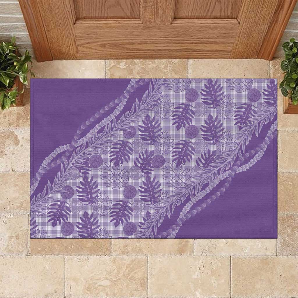 Hawaii Breadfruit Palaka Rubber Doormat Poni Maile Lei - Polynesian Pride