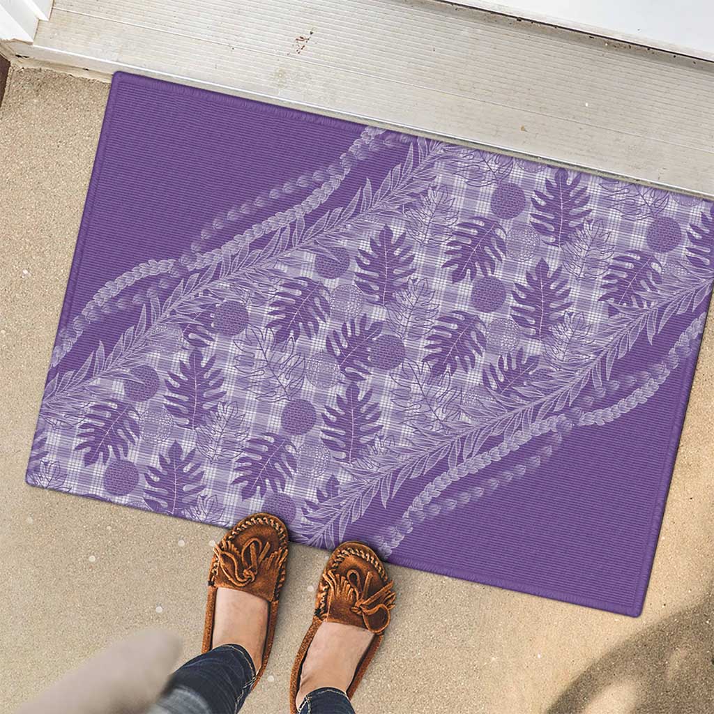 Hawaii Breadfruit Palaka Rubber Doormat Poni Maile Lei - Polynesian Pride