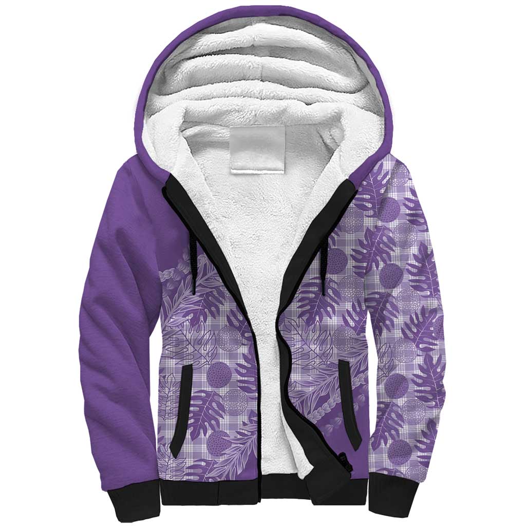 Hawaii Breadfruit Palaka Sherpa Hoodie Poni Maile Lei LT9 Unisex Purple - Polynesian Pride