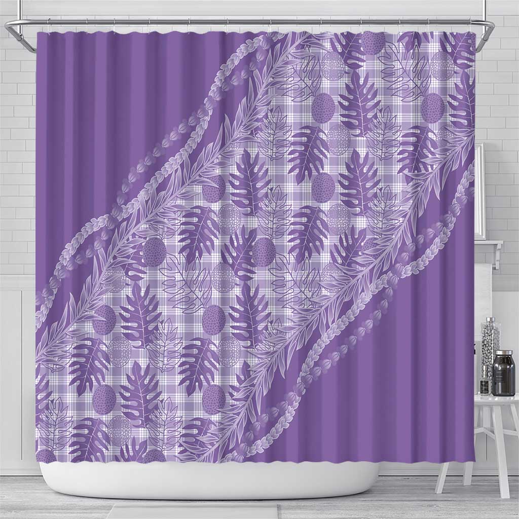Hawaii Breadfruit Palaka Shower Curtain Poni Maile Lei - Polynesian Pride