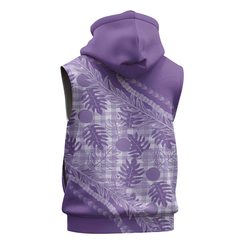 Hawaii Breadfruit Palaka Sleeveless Hoodie Poni Maile Lei - Polynesian Pride