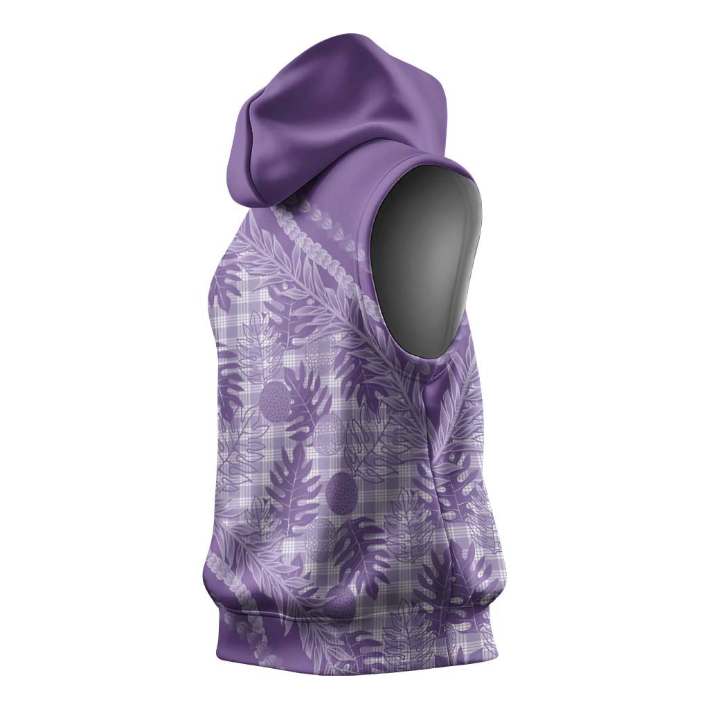 Hawaii Breadfruit Palaka Sleeveless Hoodie Poni Maile Lei - Polynesian Pride
