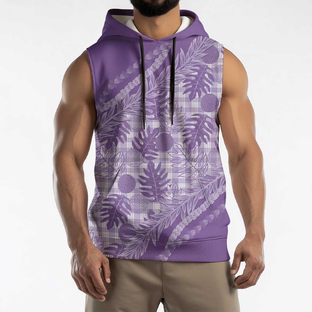 Hawaii Breadfruit Palaka Sleeveless Hoodie Poni Maile Lei - Polynesian Pride
