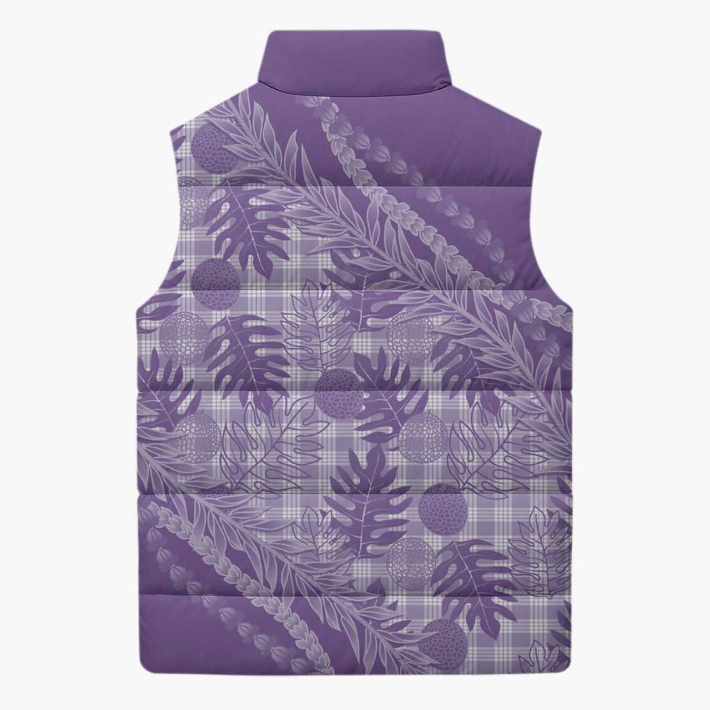 Hawaii Breadfruit Palaka Sleeveless Puffer Jacket Poni Maile Lei - Polynesian Pride