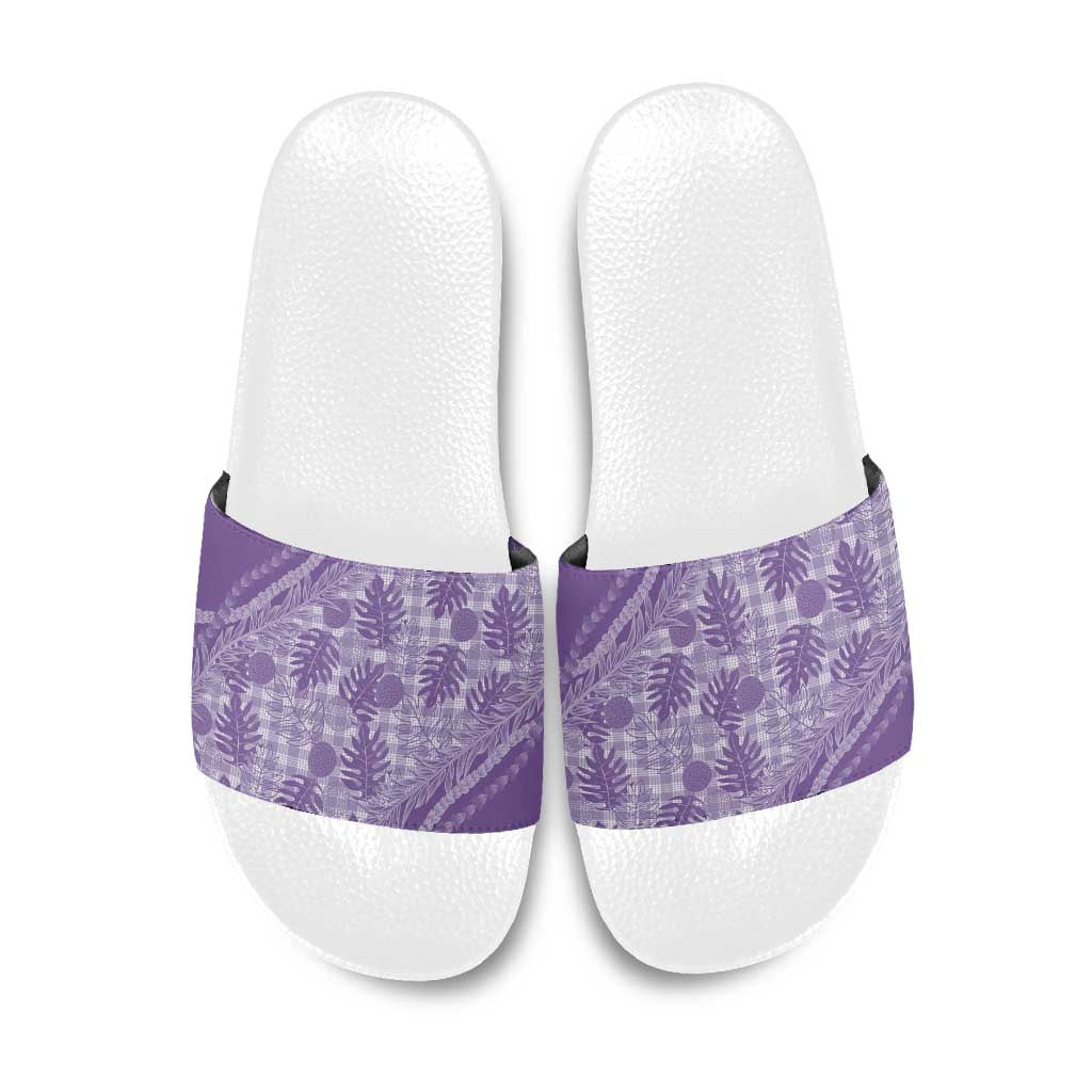 Hawaii Breadfruit Palaka Slide Sandals Poni Maile Lei - Polynesian Pride