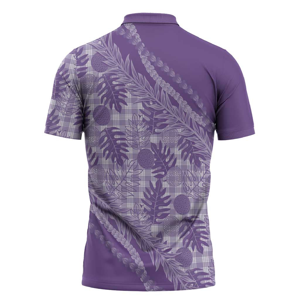 Hawaii Breadfruit Palaka Zipper Polo Shirt Poni Maile Lei - Polynesian Pride