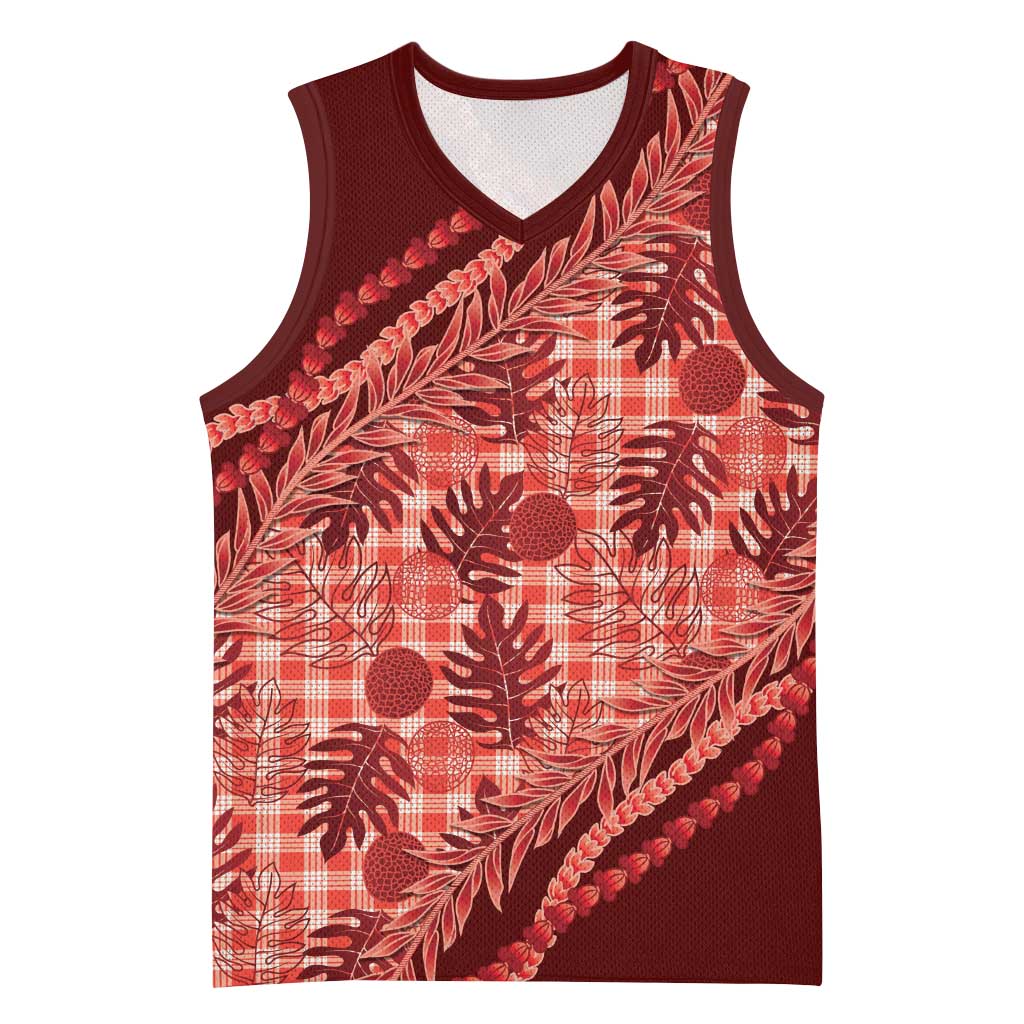 Hawaii Breadfruit Palaka Basketball Jersey Ulaula Maile Lei - Polynesian Pride