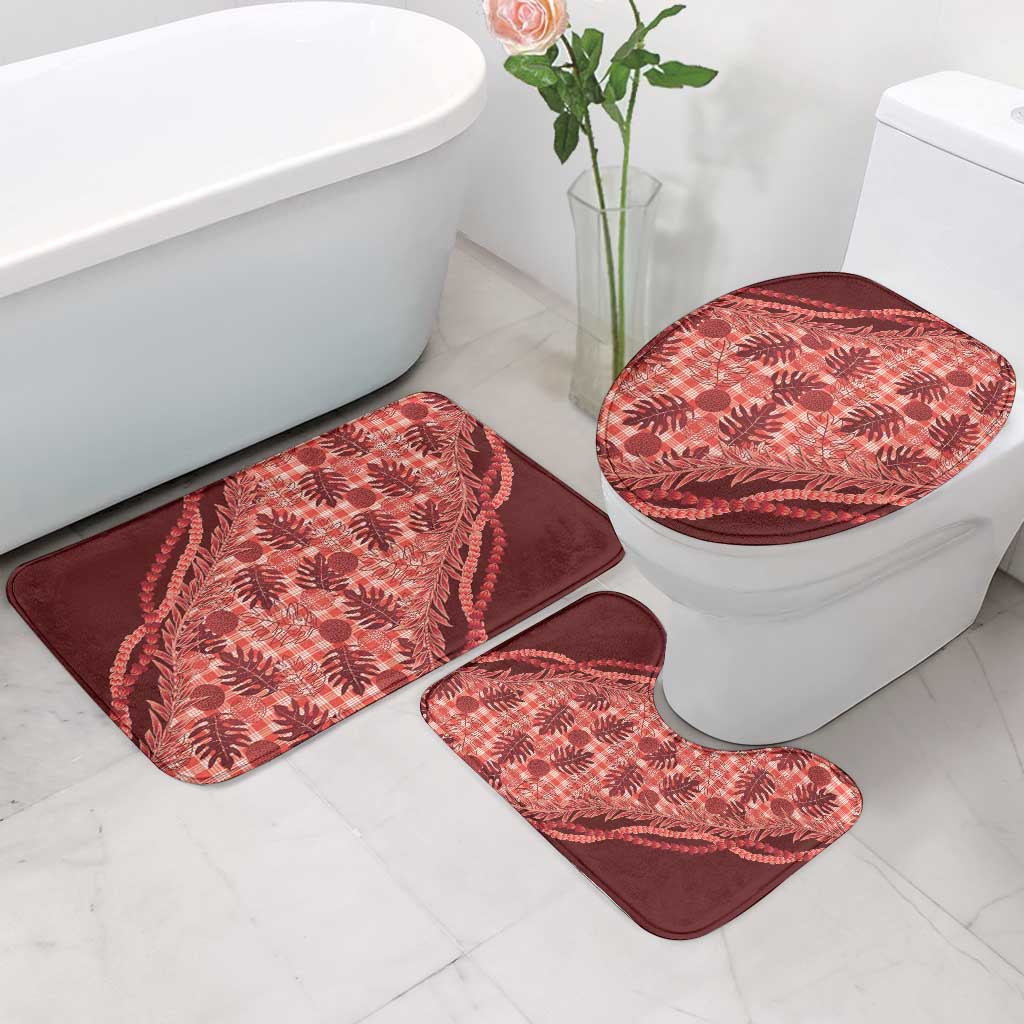 Hawaii Breadfruit Palaka Bathroom Set Ulaula Maile Lei - Polynesian Pride
