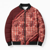 Hawaii Breadfruit Palaka Bomber Puffer Jacket Ulaula Maile Lei - Polynesian Pride