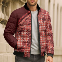 Hawaii Breadfruit Palaka Bomber Puffer Jacket Ulaula Maile Lei - Polynesian Pride