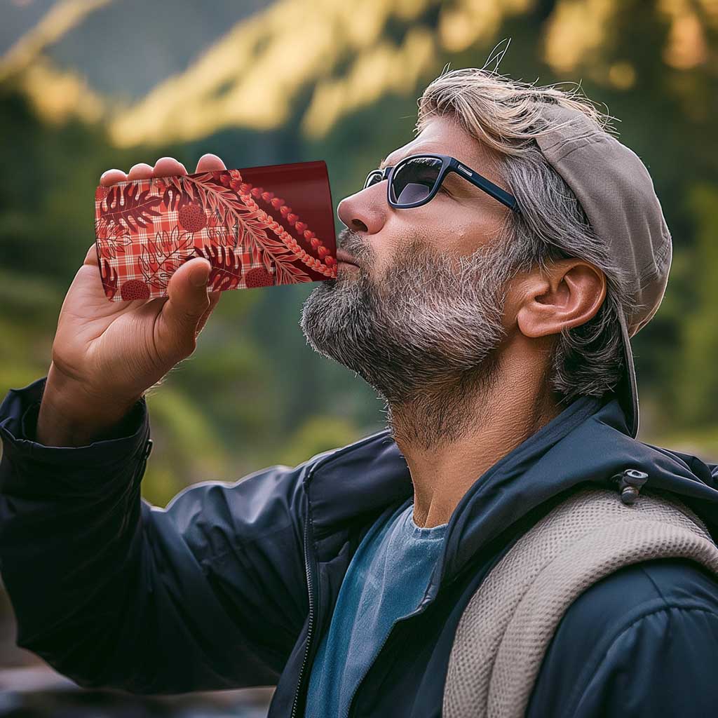 Hawaii Breadfruit Palaka 4 in 1 Can Cooler Tumbler Ulaula Maile Lei - Polynesian Pride