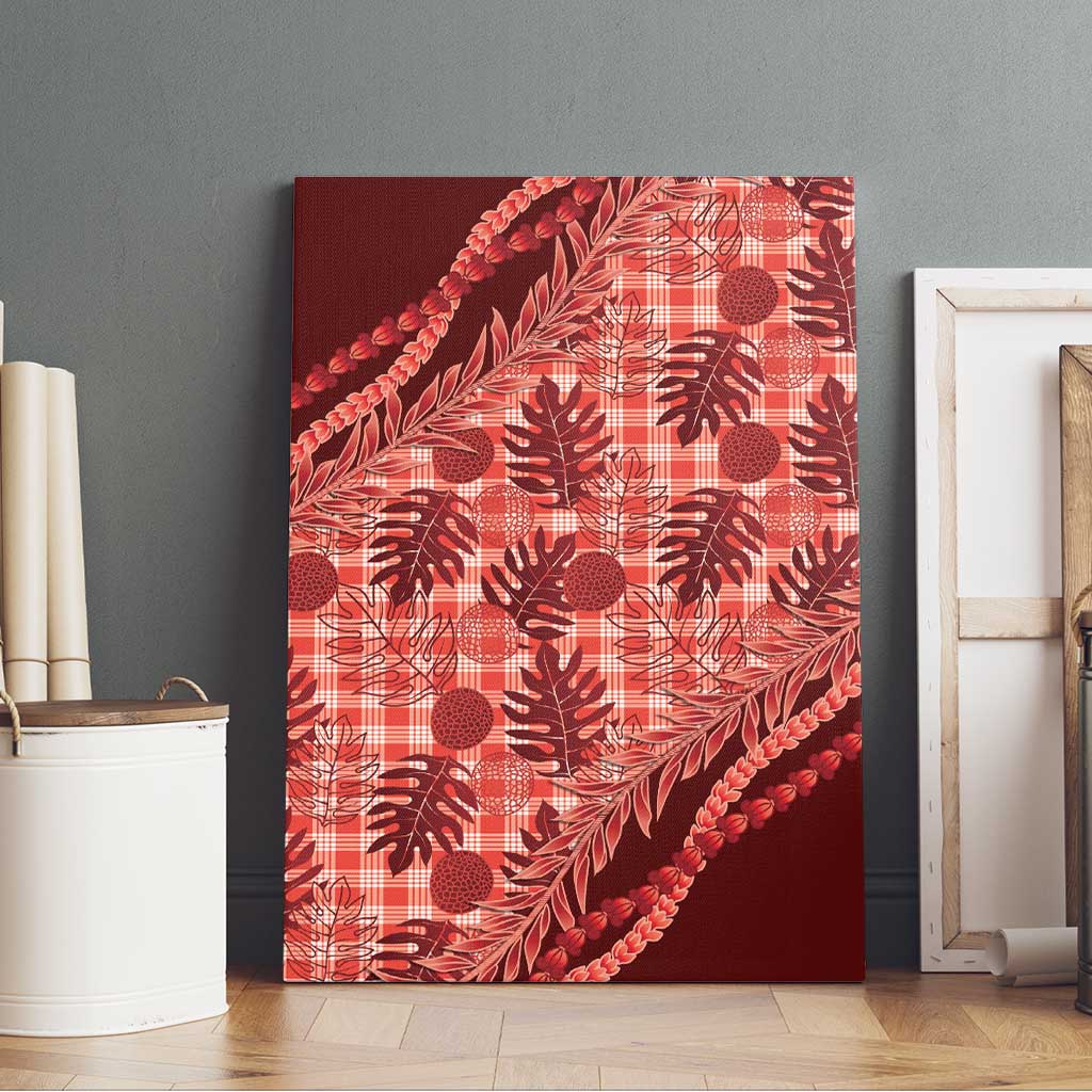 Hawaii Breadfruit Palaka Canvas Wall Art Ulaula Maile Lei - Polynesian Pride