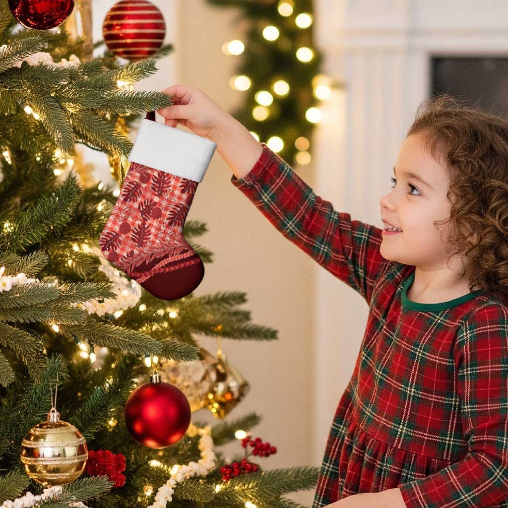 Hawaii Breadfruit Palaka Christmas Stocking Ulaula Maile Lei - Polynesian Pride