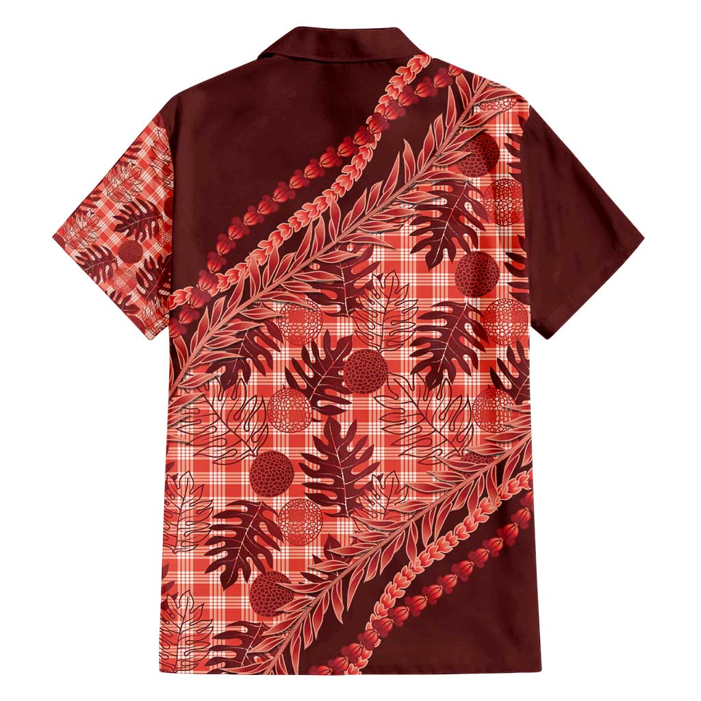 Hawaii Breadfruit Palaka Family Matching Long Sleeve Bodycon Dress and Hawaiian Shirt Ulaula Maile Lei - Polynesian Pride