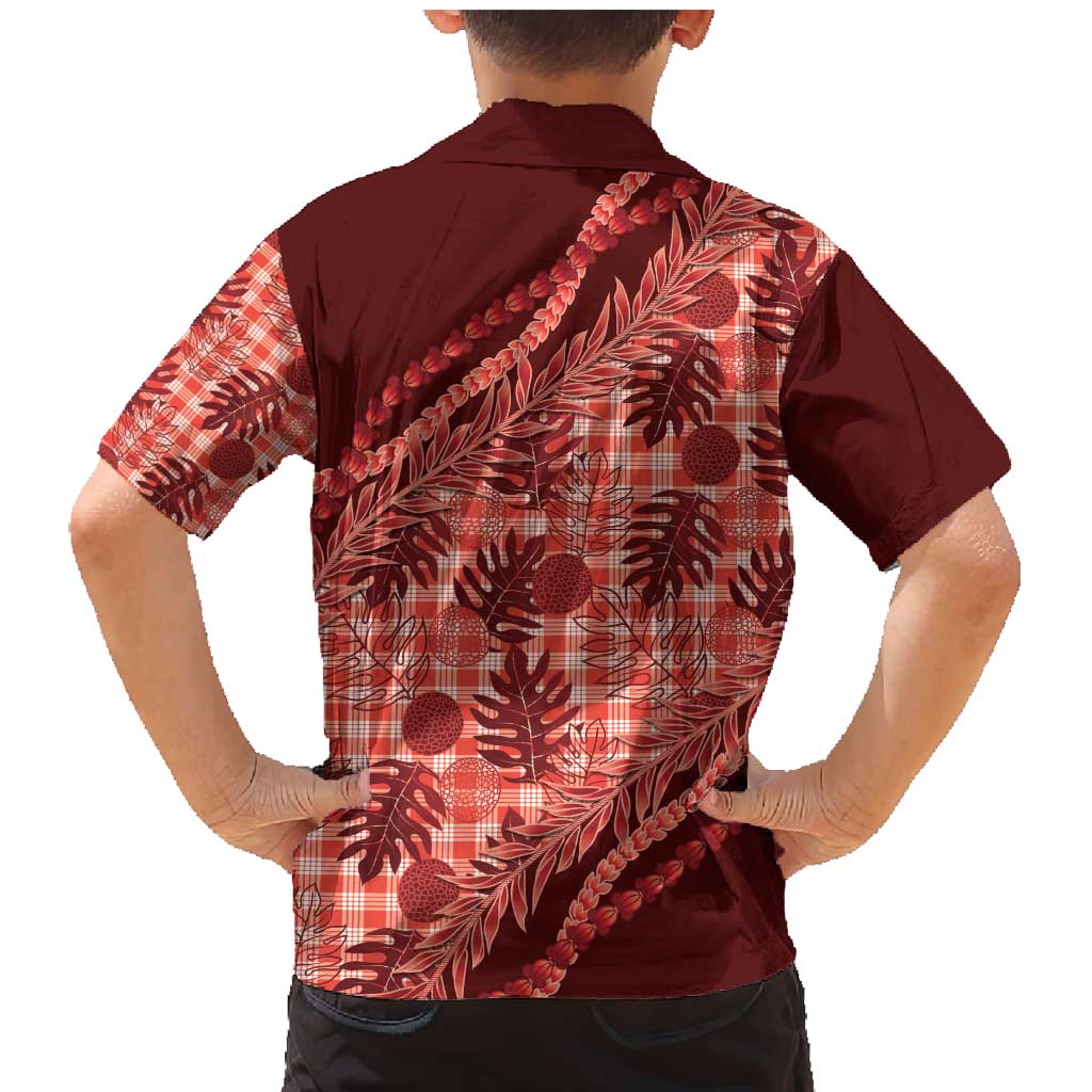 Hawaii Breadfruit Palaka Family Matching Mermaid Dress and Hawaiian Shirt Ulaula Maile Lei - Polynesian Pride