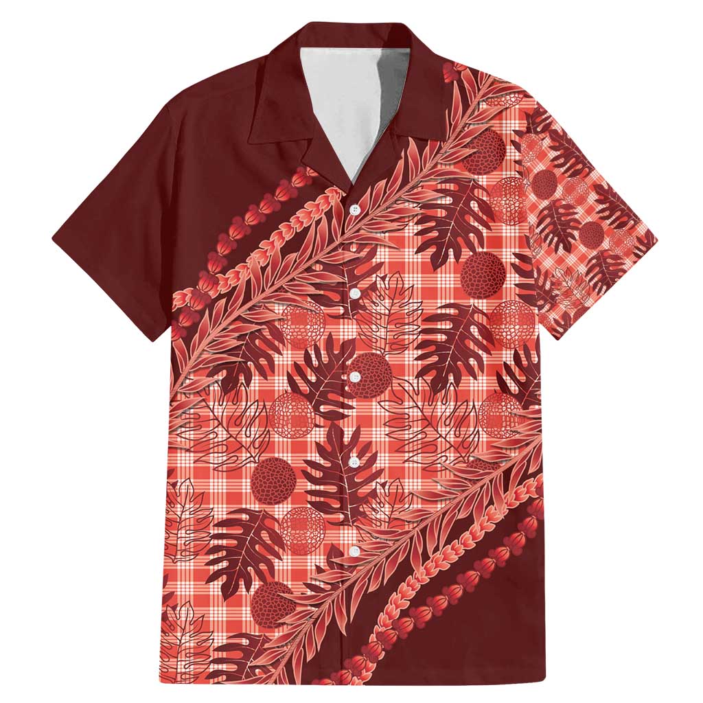 Hawaii Breadfruit Palaka Family Matching Mermaid Dress and Hawaiian Shirt Ulaula Maile Lei - Polynesian Pride