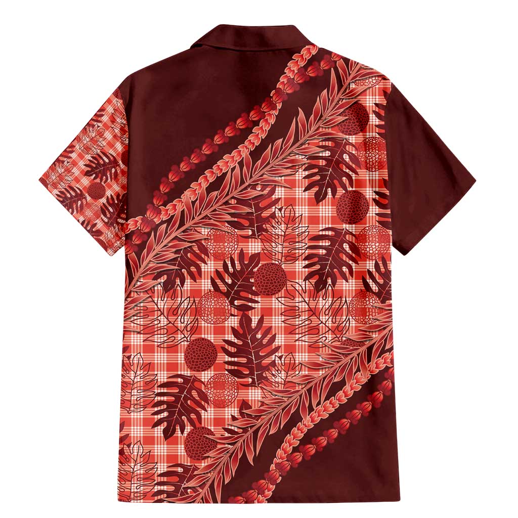 Hawaii Breadfruit Palaka Family Matching Mermaid Dress and Hawaiian Shirt Ulaula Maile Lei - Polynesian Pride