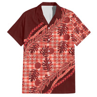 Hawaii Breadfruit Palaka Family Matching Off The Shoulder Long Sleeve Dress and Hawaiian Shirt Ulaula Maile Lei - Polynesian Pride
