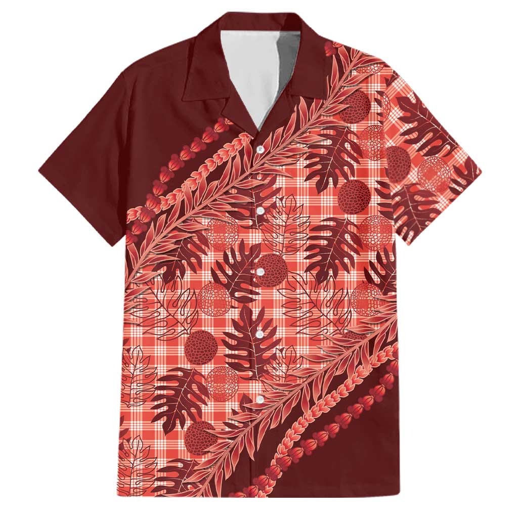 Hawaii Breadfruit Palaka Family Matching Puletasi and Hawaiian Shirt Ulaula Maile Lei - Polynesian Pride