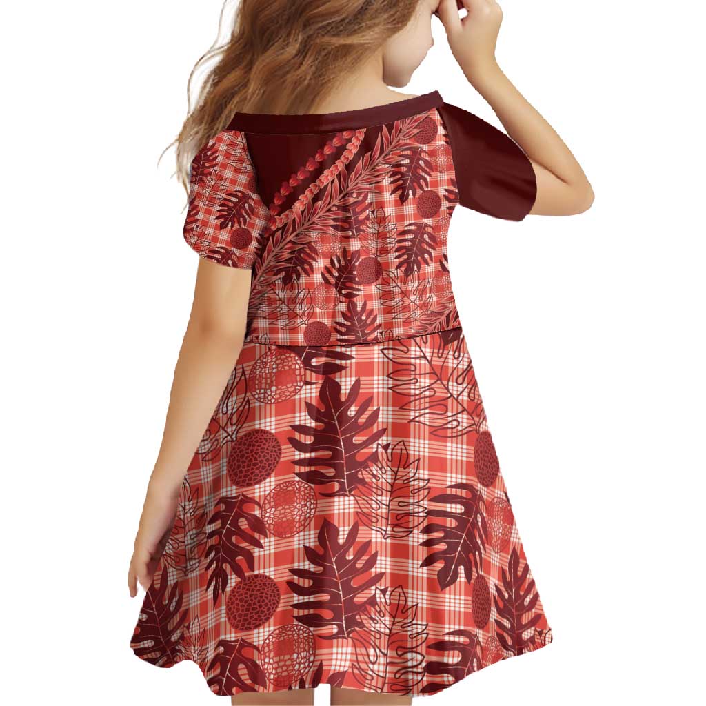 Hawaii Breadfruit Palaka Family Matching Short Sleeve Bodycon Dress and Hawaiian Shirt Ulaula Maile Lei - Polynesian Pride