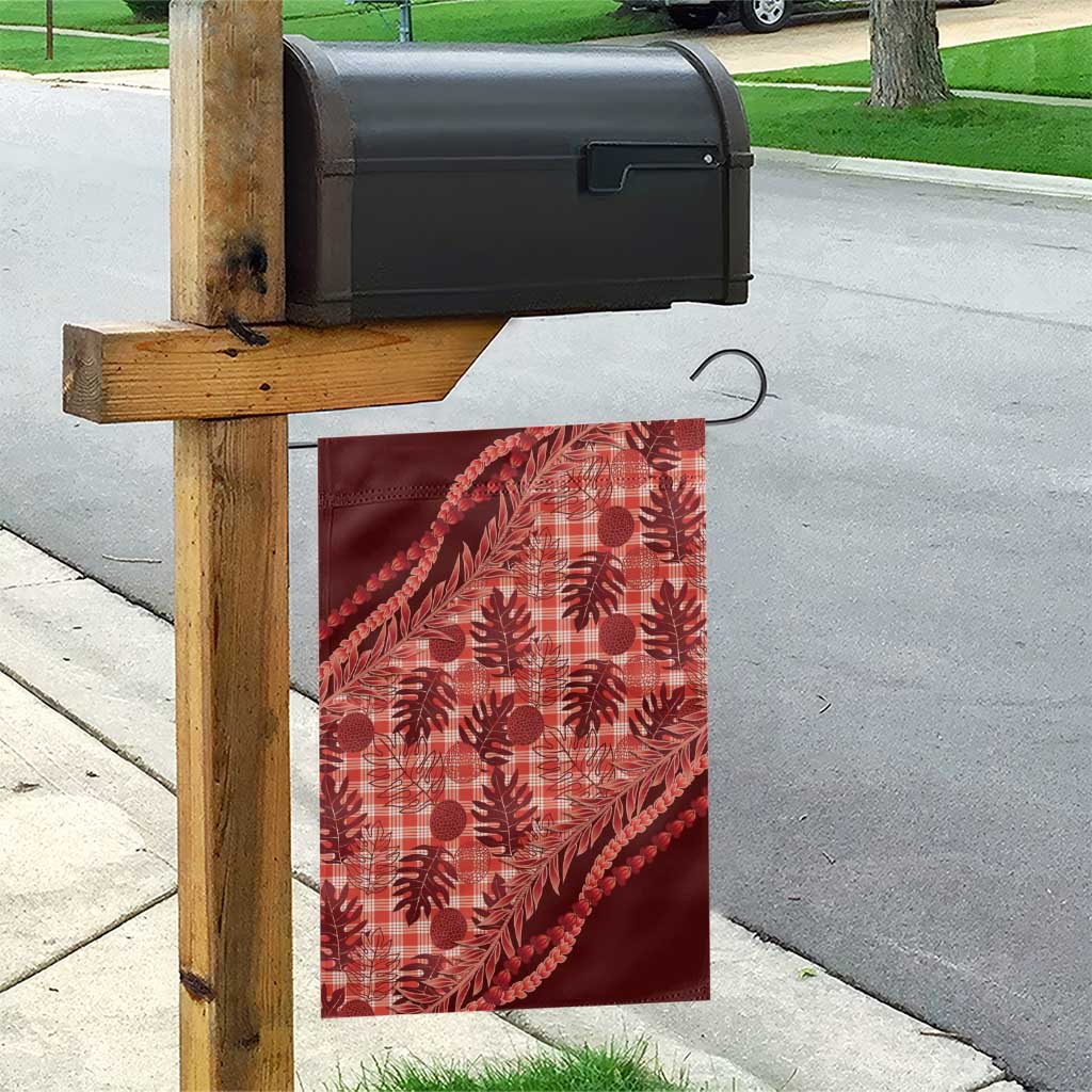 Hawaii Breadfruit Palaka Garden Flag Ulaula Maile Lei - Polynesian Pride