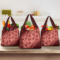 Hawaii Breadfruit Palaka Grocery Bag Ulaula Maile Lei - Polynesian Pride