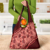 Hawaii Breadfruit Palaka Grocery Bag Ulaula Maile Lei - Polynesian Pride