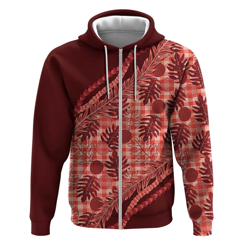 Hawaii Breadfruit Palaka Hoodie Ulaula Maile Lei - Polynesian Pride