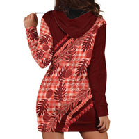 Hawaii Breadfruit Palaka Hoodie Dress Ulaula Maile Lei - Polynesian Pride