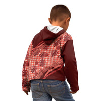 Hawaii Breadfruit Palaka Kid Hoodie Ulaula Maile Lei - Polynesian Pride