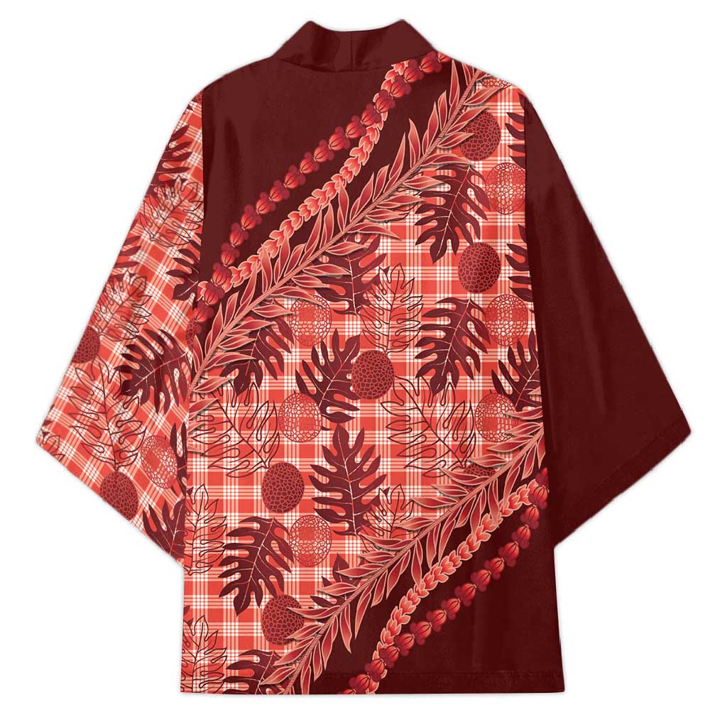 Hawaii Breadfruit Palaka Kimono Ulaula Maile Lei - Polynesian Pride