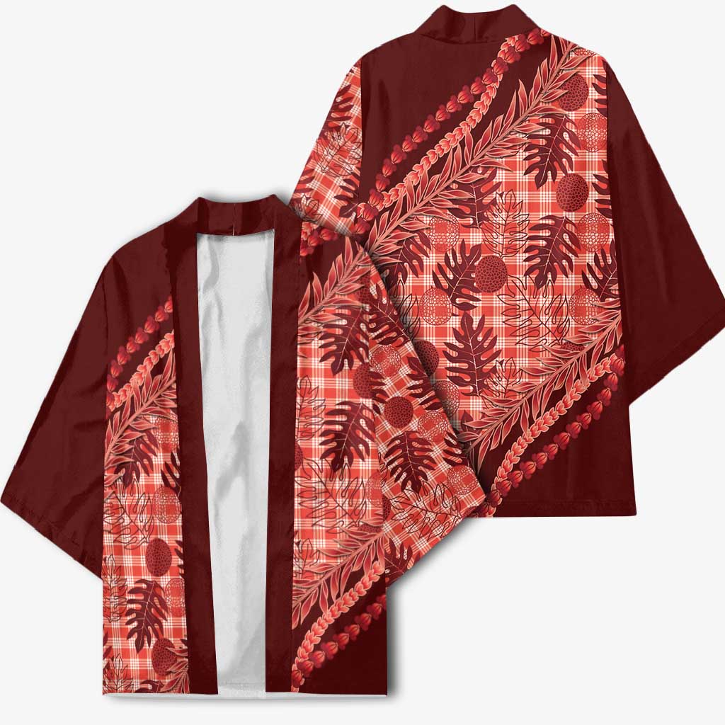 Hawaii Breadfruit Palaka Kimono Ulaula Maile Lei - Polynesian Pride