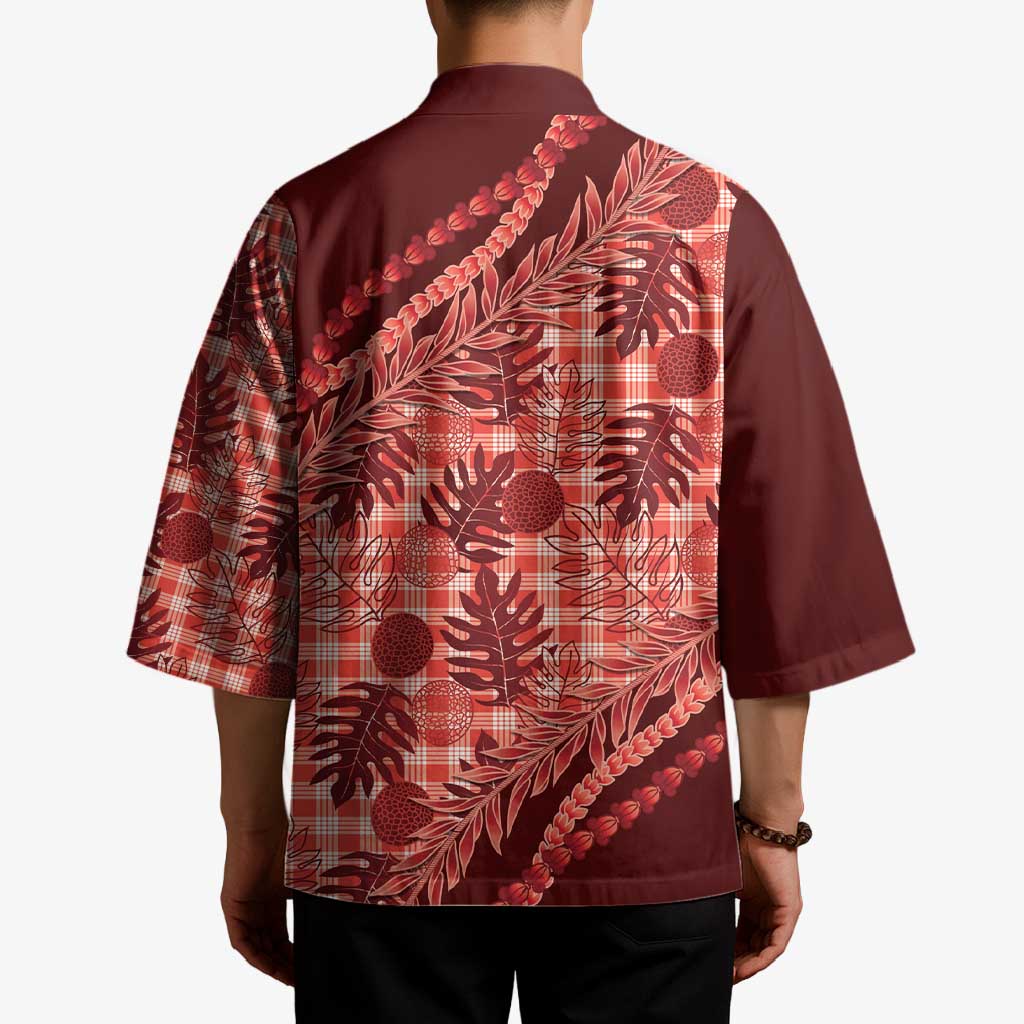 Hawaii Breadfruit Palaka Kimono Ulaula Maile Lei - Polynesian Pride